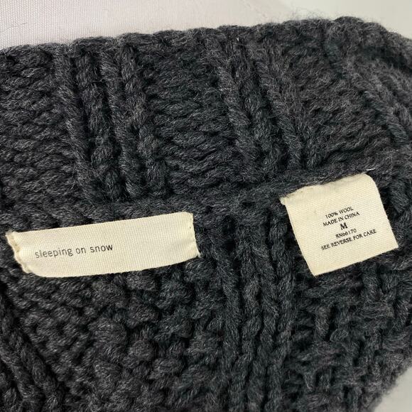 Anthropologie Sleeping on Snow Gray Wool Cable Knit Scoop Neck Sweater Medium - Picture 6 of 6